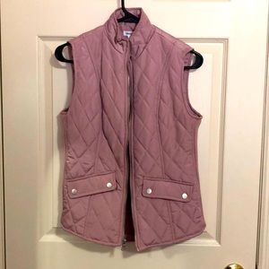 Rose gold puffer vest with pockets, worn once